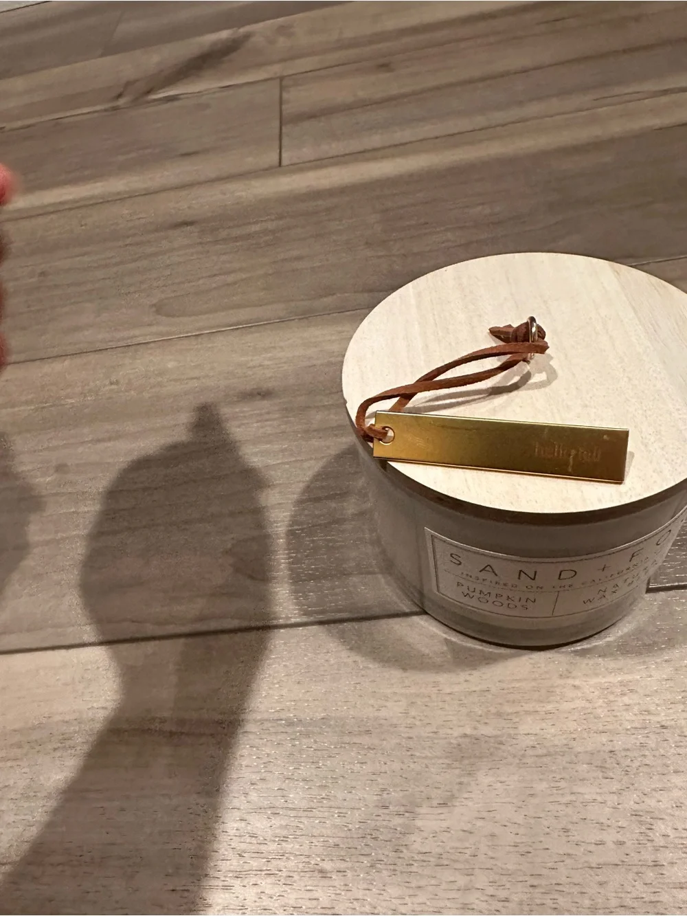 'Hello Fall' Gold Candle Tag - Home Accents pumpkin 🎃 woods